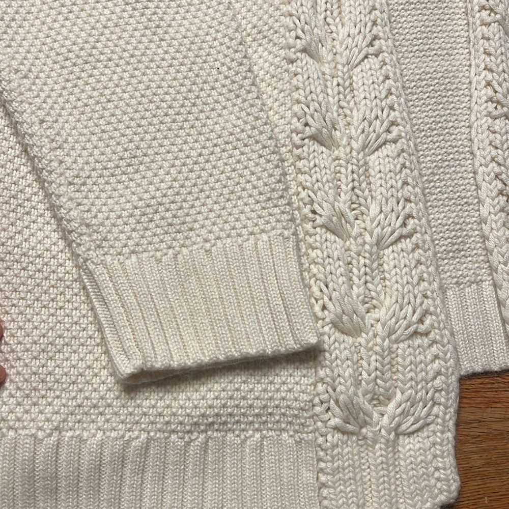 Talbots Cream Cable-Trim Open Front Cardigan - Picture 3 of 9